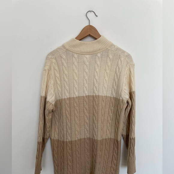 Vintage Rabe Coordinates 100% Wool Cream Cable Knit Half-Zip Sweater SZ 42 US 10 - Picture 3 of 5